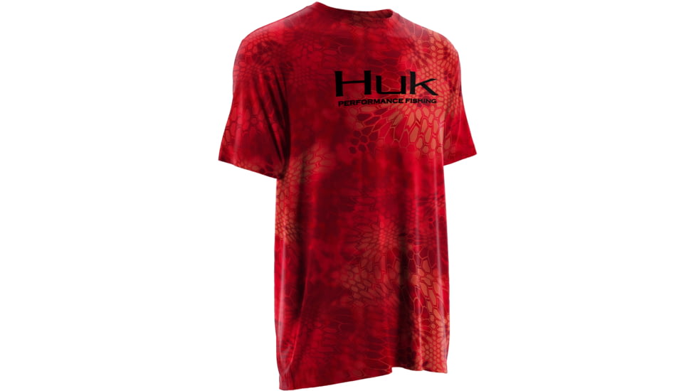 HUK Mens Kryptek Short Sleeve Tee Shirt, Kryptek Red H1200088GRDS