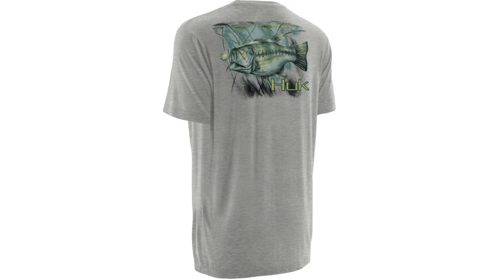 HUK Mens KScott Bass Lilly Tee, True Grey Heather H1000075TGHS