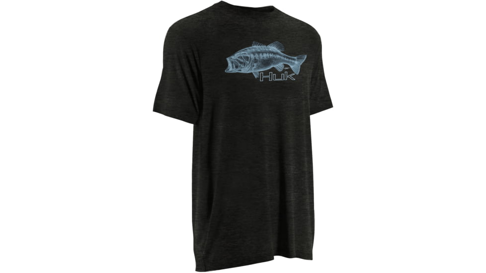HUK Mens Kscott Bass Sketch Tee, Dark Grey Heather H1000078DGHS
