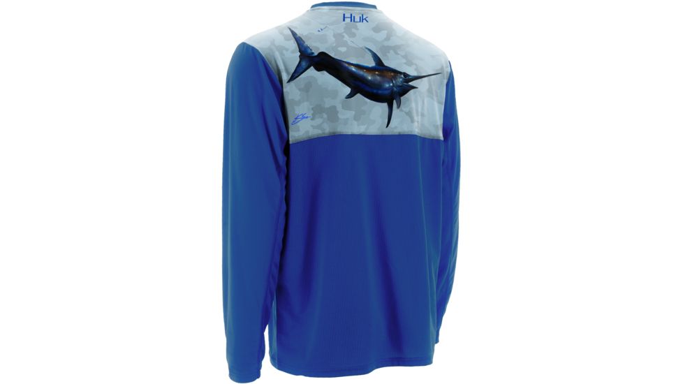 HUK Mens KScott Midnight Banks Icon Long Sleeve Shirt, Royal H1200094RYLXXXL