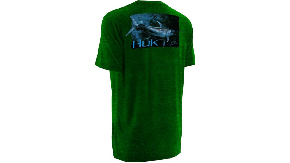 HUK Mens KScott Midnight Banks Tee, Heather Treefrog H1000077HTFS