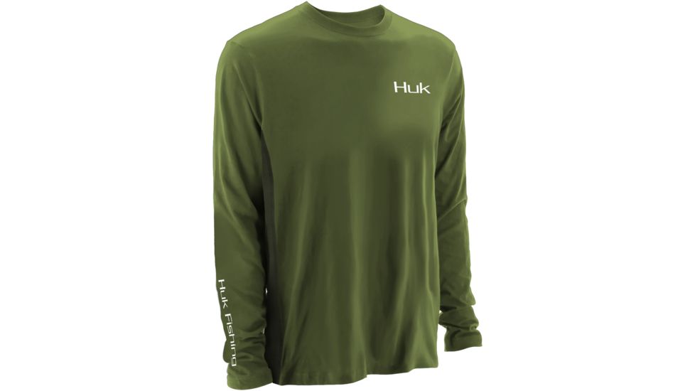 HUK Mens KScott Performance American BaShort Sleeve Long Sleeve Shirt, Military Olive Drab H1200104MODXL