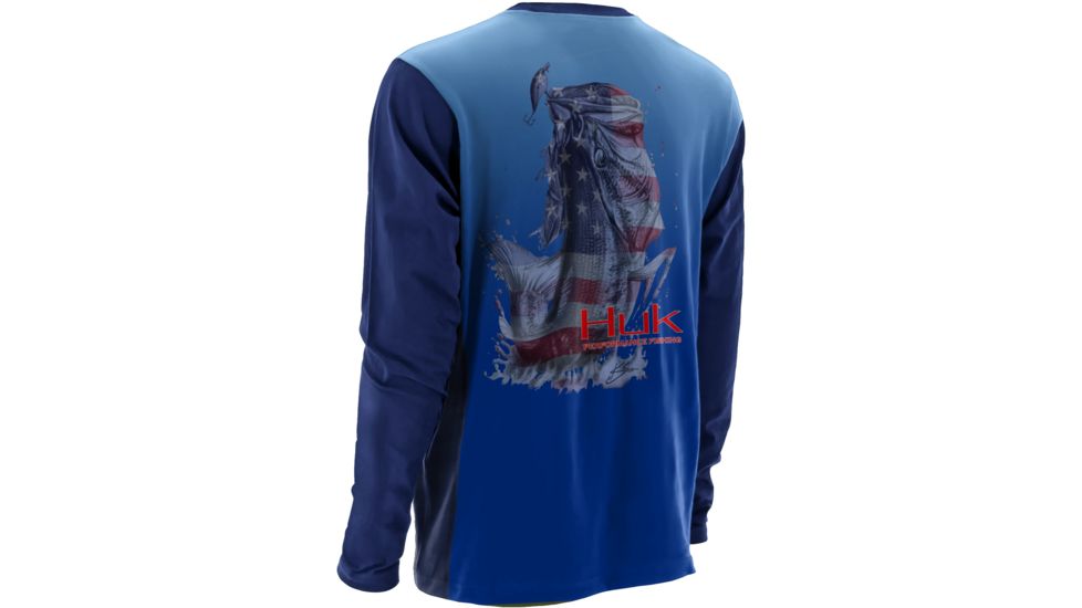 HUK Mens KScott Performance American BaShort Sleeve Long Sleeve Shirt, Navy H1200104NVYXXXL