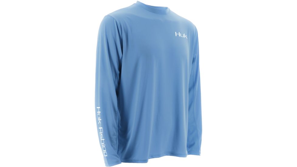 HUK Mens KScott Rising Sail Icon Long Sleeve Shirt, Carolina Blue H1200103CBLS