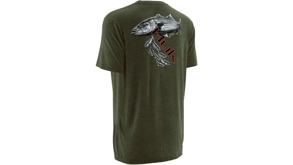 HUK Mens Kscott Striper Pursuit Tee, Heather Green H1000065HGNXXXL