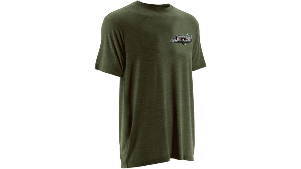HUK Mens Kscott Striper Pursuit Tee, Heather Green H1000065HGNXXXL