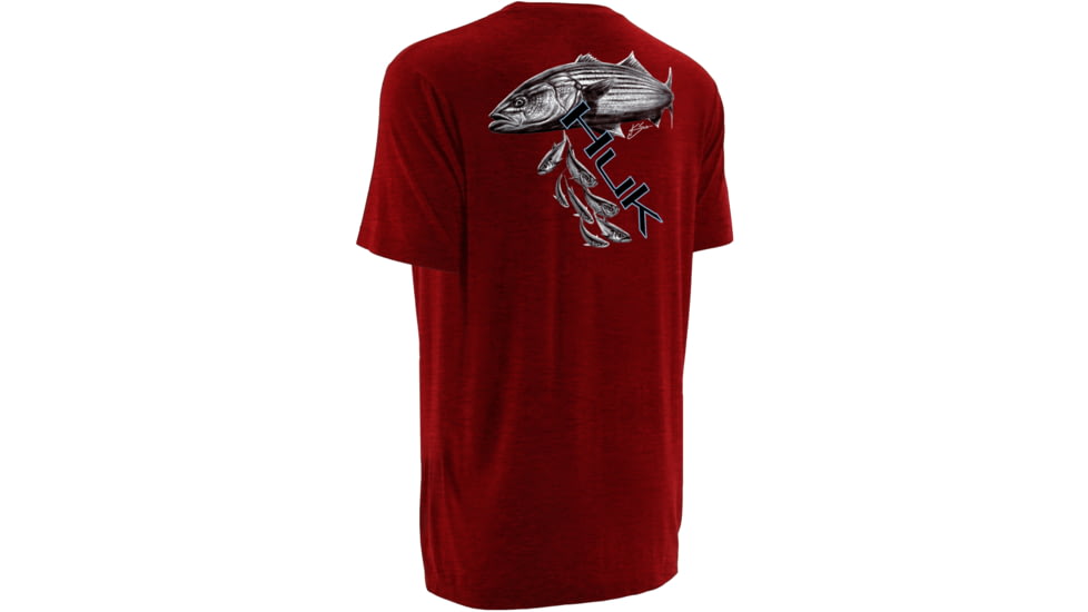 HUK Mens Kscott Striper Pursuit Tee, Heather Red H1000065HRDS