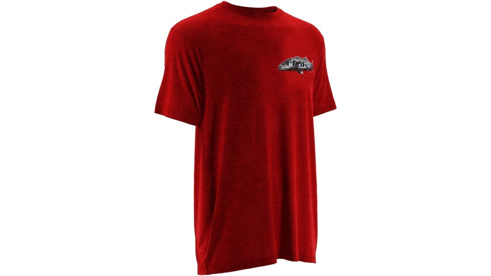 HUK Mens Kscott Striper Pursuit Tee, Heather Red H1000065HRDS