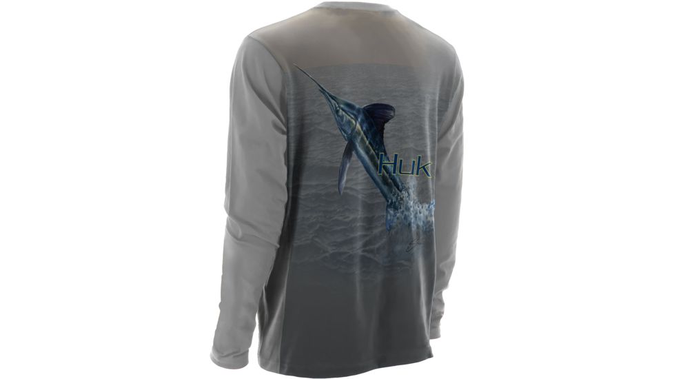 HUK Mens KScott Twin Diesel Icon Long Sleeve Shirt, Grey H1200101GRYS