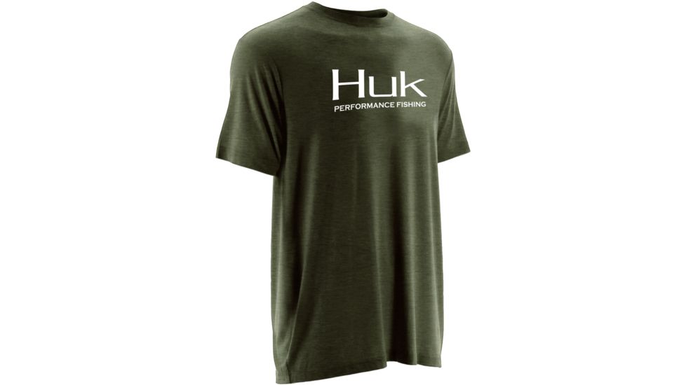 HUK Mens Logo Tee, Heather Green H1000091HGNS