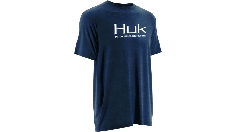 HUK Mens Logo Tee, Heather Navy H1000091HNVS