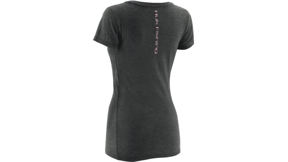 HUK Oval Ladies Vneck T, Dark Grey Heather, Extra Small H1000048DGHXS