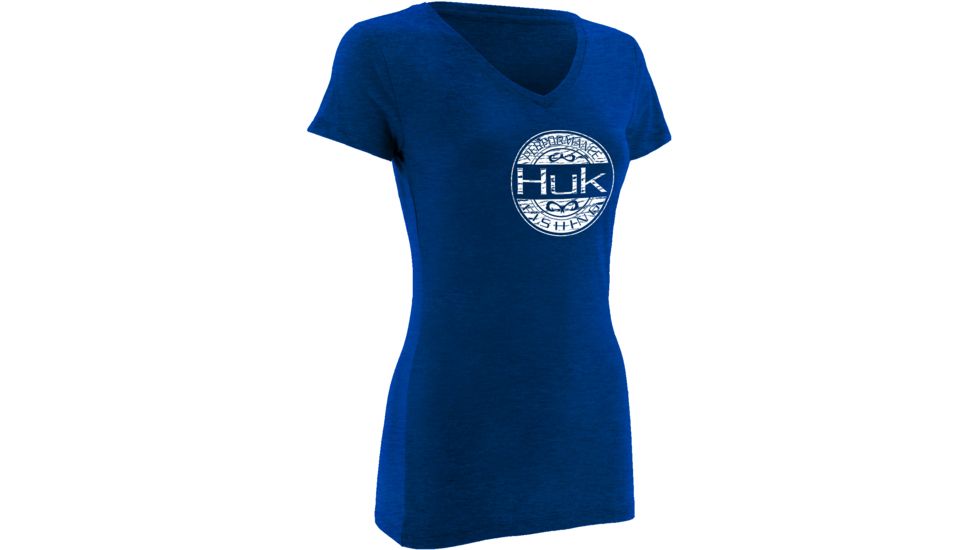 HUK Oval Ladies Vneck T, Royal Heather, Extra Small H1000048RYHXS