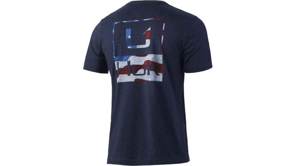 HUK Performance Fishing Americana Tee - Mens, Sargasso Sea Heather, Medium, H1000303-416-M