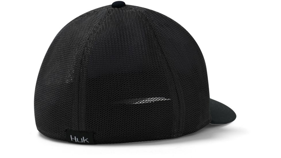 HUK Performance Fishing Angler Trucker Stretch Mesh Hat - Mens, Black, One Size, H3000232-001-1