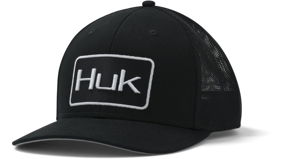 HUK Performance Fishing Angler Trucker Stretch Mesh Hat - Mens, Black, One Size, H3000232-001-1