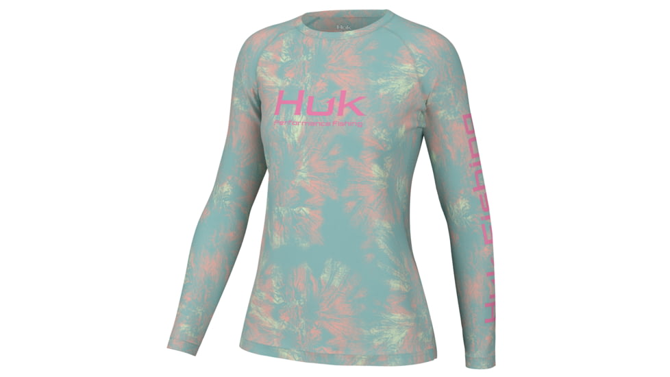HUK Performance Fishing Aqua Dye Pursuit Crew Shirt - Womens, Marine Blue, L, H6120173-372-L