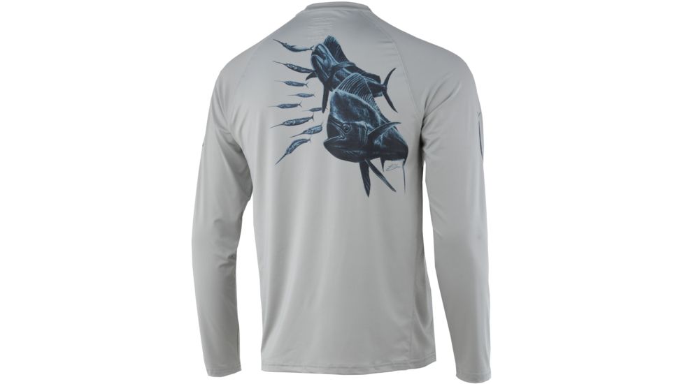 HUK Performance Fishing Bailin Hoo Long Sleeve Graphic T-Shirt - Mens, Grey, 3XL, H1200218-020-XXXL