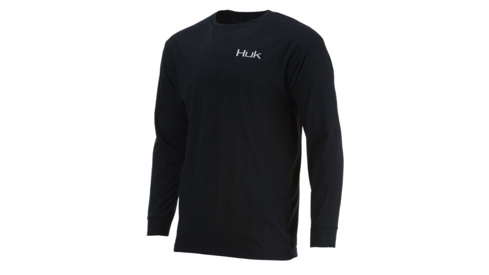 HUK Performance Fishing Bass Boat Shield LS Tops, Short Sleeve - Mens, Black, Medium, H1000178-001-M
