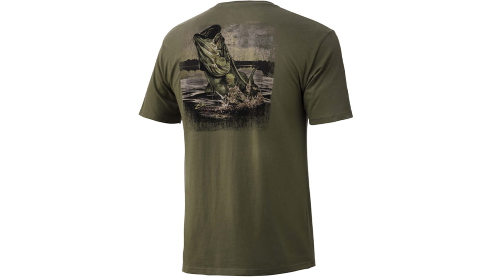 HUK Performance Fishing Bass Camp Short Sleeve Tee - Mens, Deep Lichen Green, Small, H1000237-342-S