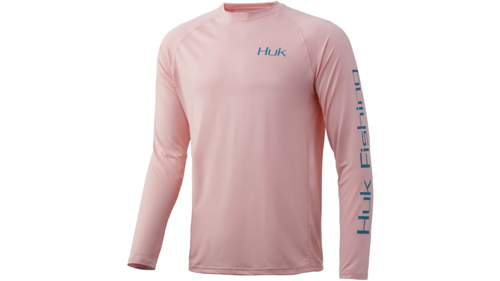 HUK Performance Fishing Blue Americana Flag Pursuit Graphic T-Shirt - Mens, Seashell Pink, Large, H1200245-682-L