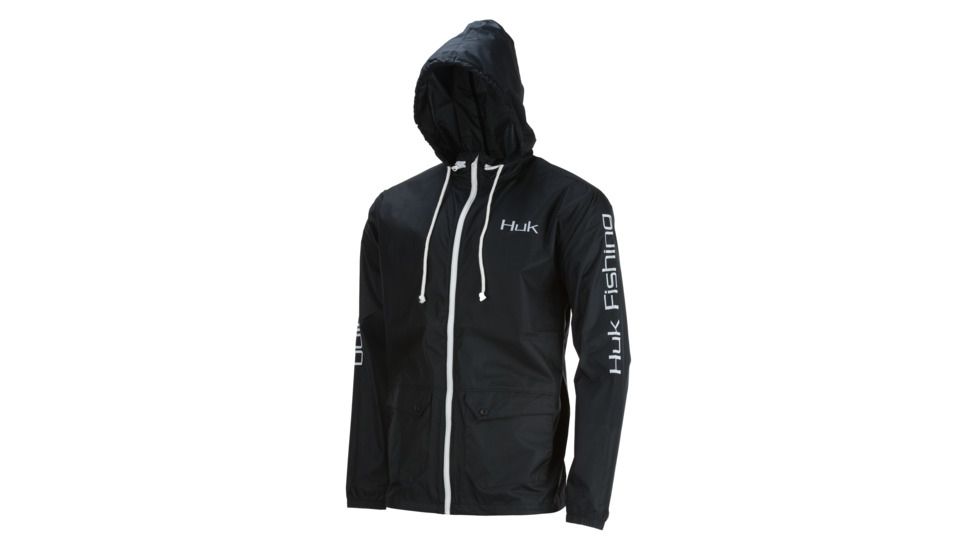 HUK Performance Fishing Breaker Shell Jacket - Men's, Black/White, Medium, H4000023-001-M