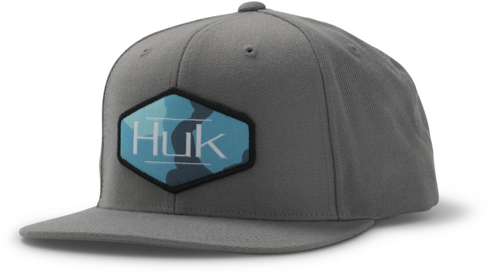 HUK Performance Fishing Camo Patch Flat Bill Hat - Mens, Sharkskin, One Size, H3000242-028-1
