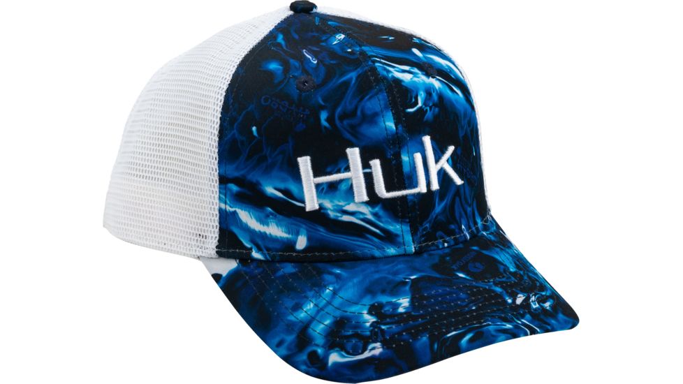 HUK Performance Fishing Camo Trucker Headwear, Cap - Mens, Hydro Reflex, 1, H3000185-468-1