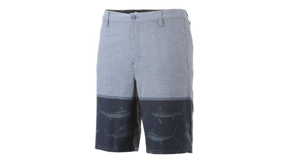 HUK Performance Fishing Chino New Slam 21in Hybrid Walkshort Bottoms, Short - Mens, Navy Heather, 42in, H2000071-415-42