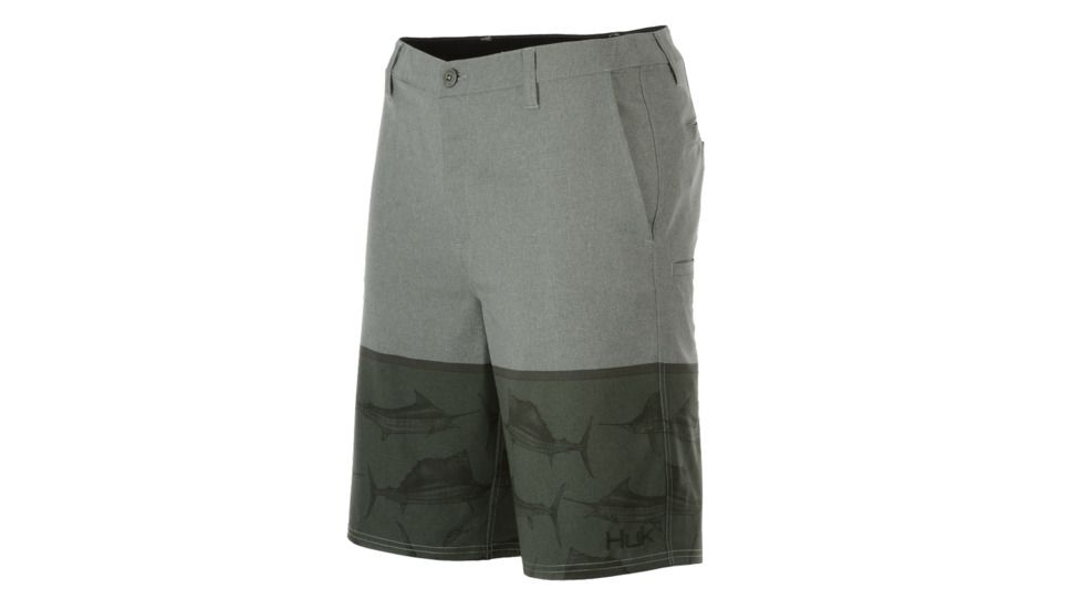 HUK Performance Fishing Chino New Slam 21in Hybrid Walkshort Bottoms, Short - Mens, Olive Heather, 36in, H2000071-385-36