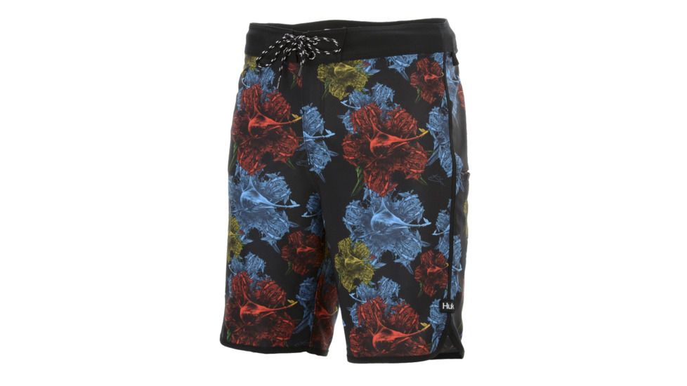 HUK Performance Fishing Classic 20in Boardshort Bottoms, Board short - Mens, Red Black Floral, 30in, H2000062-002-30