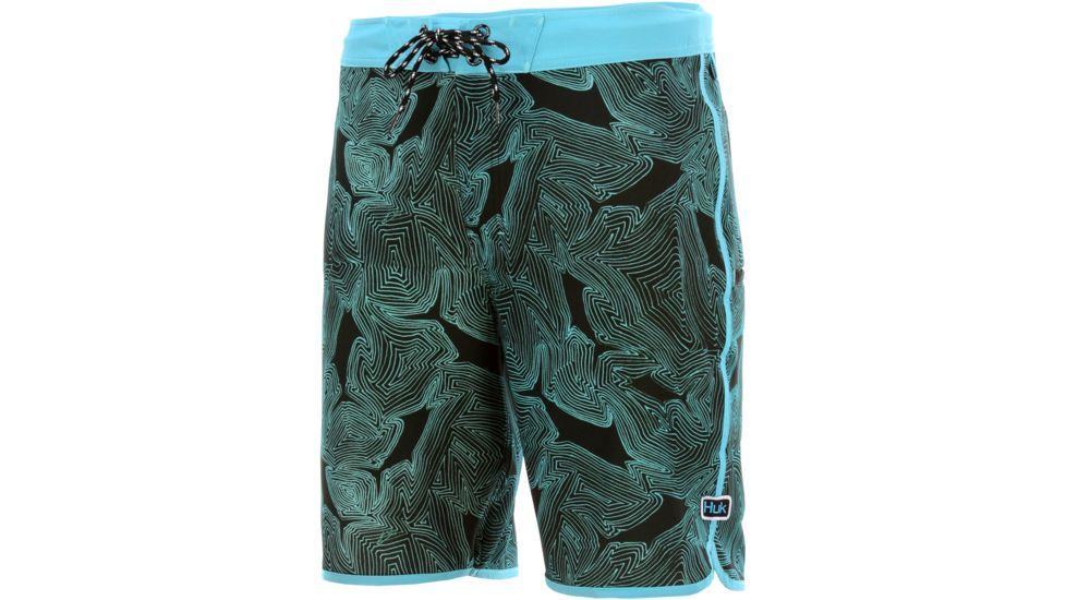 HUK Performance Fishing Classic 20in Classic Blue Lines Boardshort - Mens, Black, 32, H2000076-001-32