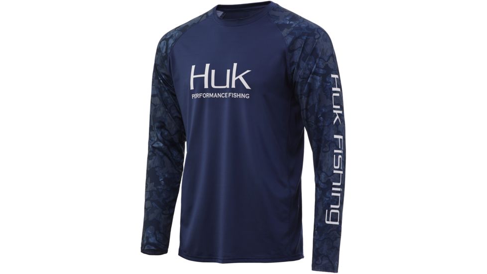 HUK Performance Fishing Current Camo Double Header Long Sleeve T-Shirt - Mens, Pei, 2XL, H1200230-467-XXL
