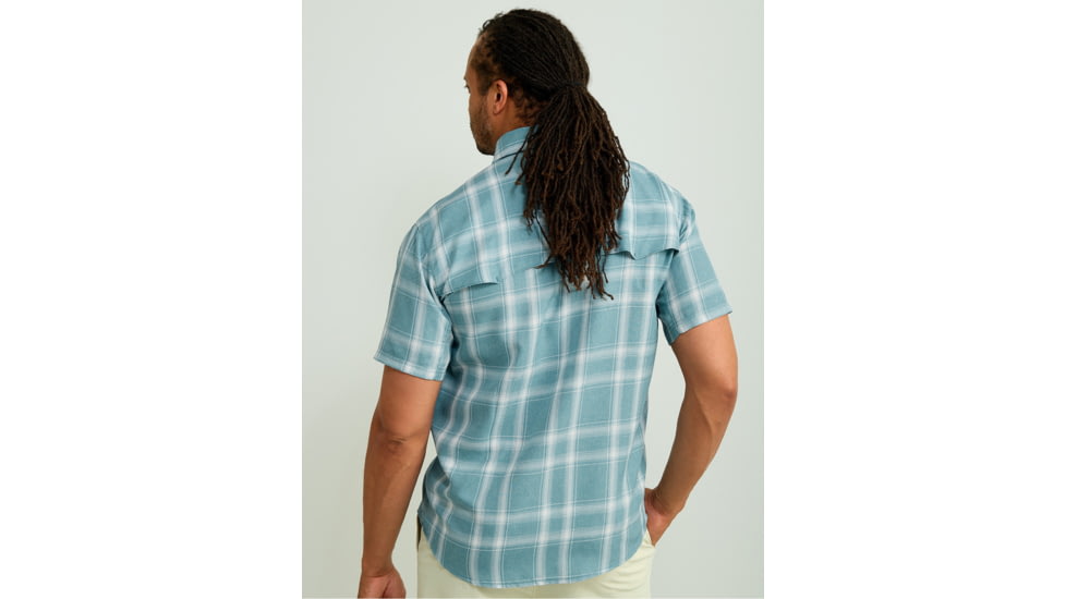 HUK Performance Fishing Diamond Back Current Plaid Short Sleeve Top - Mens, Storm Blue, Large, H1500205-394-L