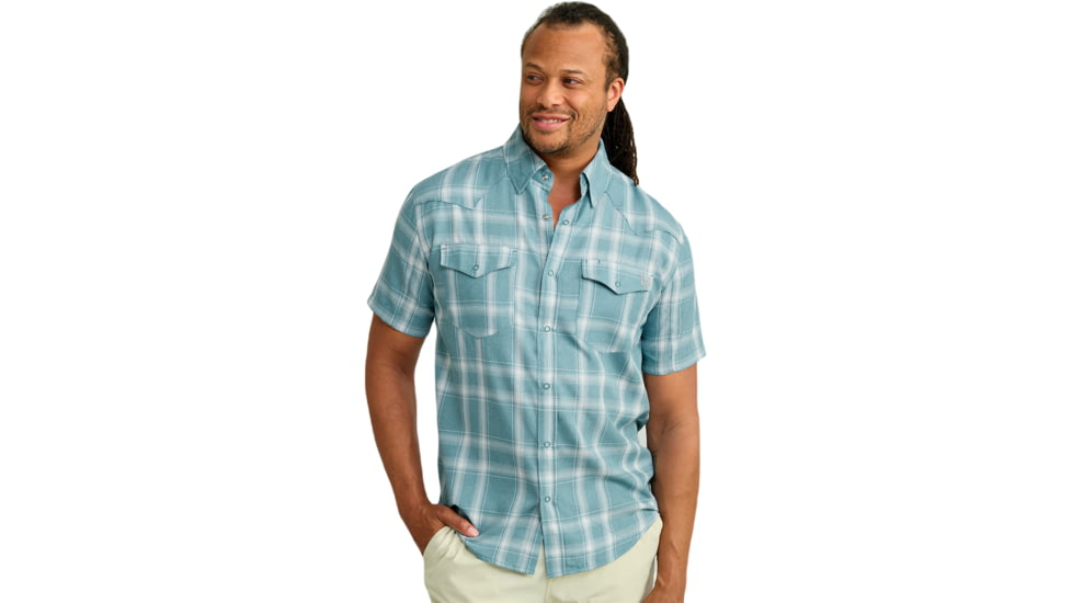 HUK Performance Fishing Diamond Back Current Plaid Short Sleeve Top - Mens, Storm Blue, Large, H1500205-394-L