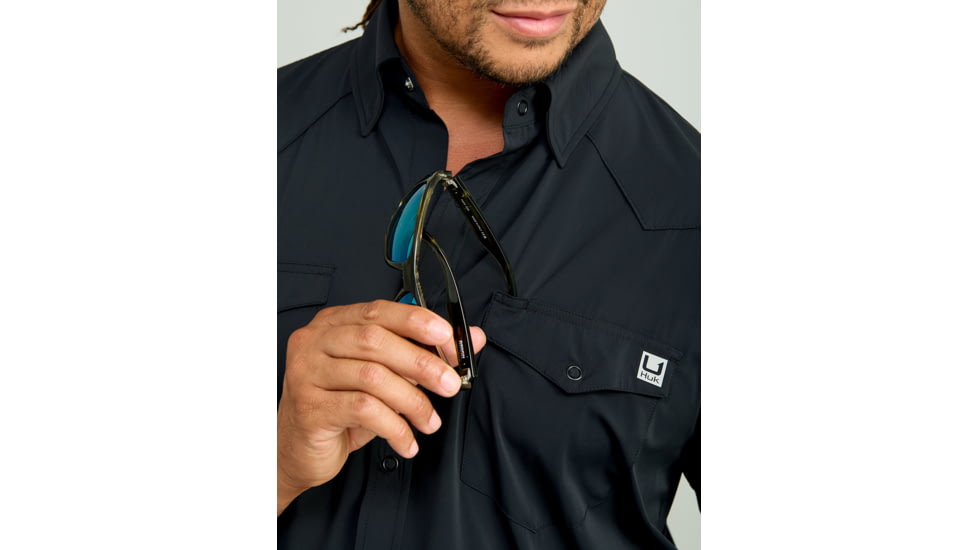 HUK Performance Fishing Diamond Back Long Sleeve Shirt - Mens, Black, Extra Large, H1500182-001-XL