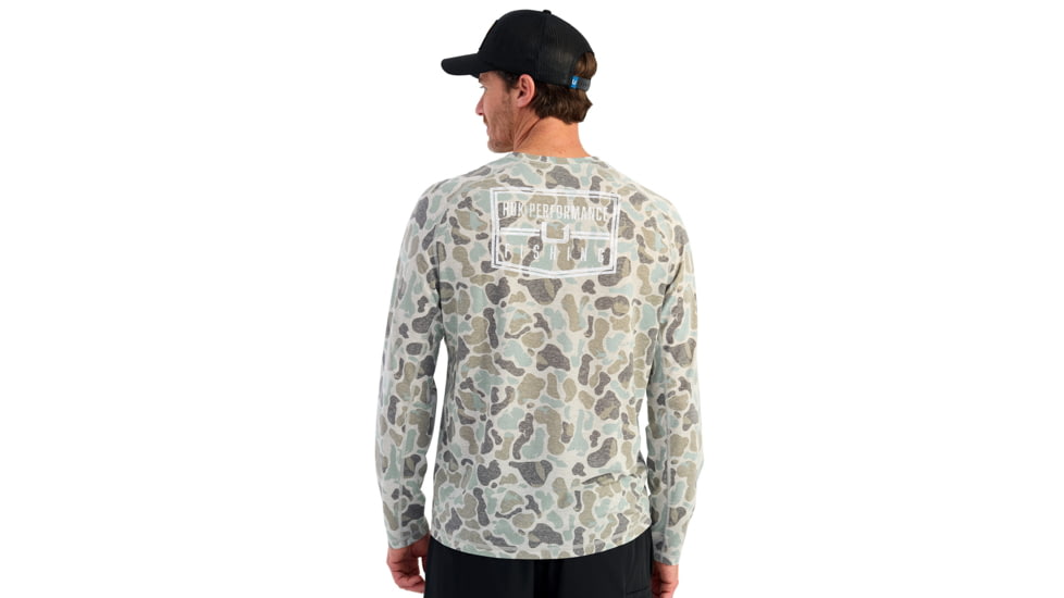 HUK Performance Fishing Drift Graphic Kc Print Shirt -Mens, Long Sleeve, Volcanic Ash, Small, H1200716-013-S