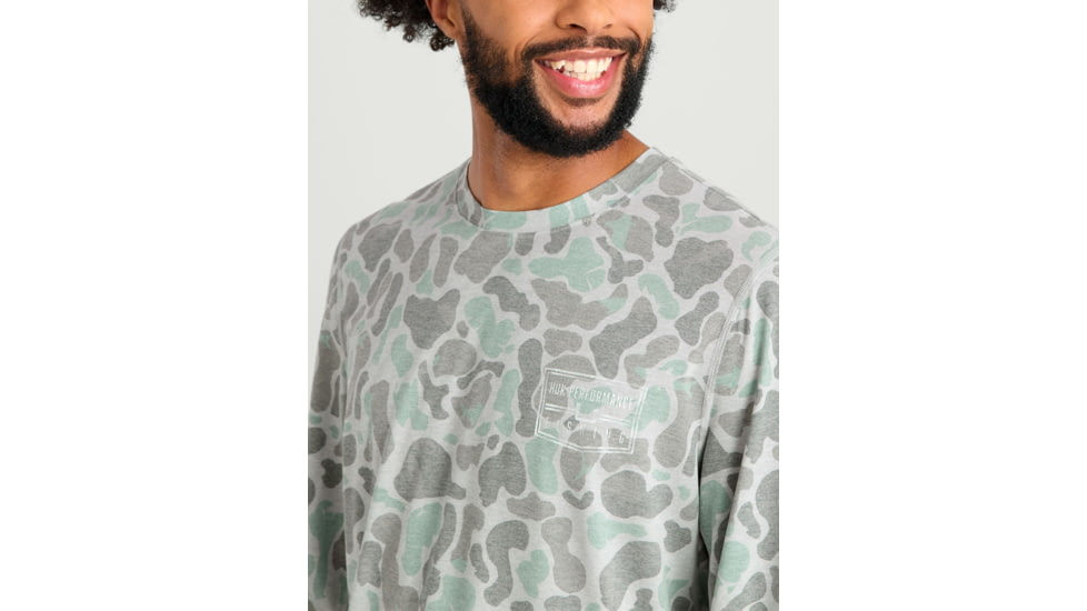 HUK Performance Fishing Drift Graphic Kc Print Shirt -Mens, Long Sleeve, Volcanic Ash, Small, H1200716-013-S