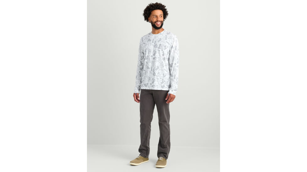 HUK Performance Fishing Drift Graphic Kc Print Shirt -Mens, Long Sleeve, White, Extra Large, H1200716-100-XL