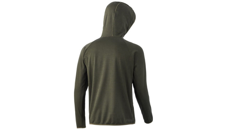 HUK Performance Fishing Fin Hoodie - Men's, Kalamata Olive Heather, Small, H1300060-346-S