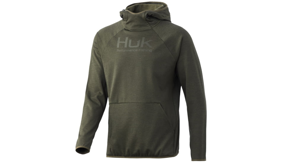HUK Performance Fishing Fin Hoodie - Men's, Kalamata Olive Heather, Small, H1300060-346-S