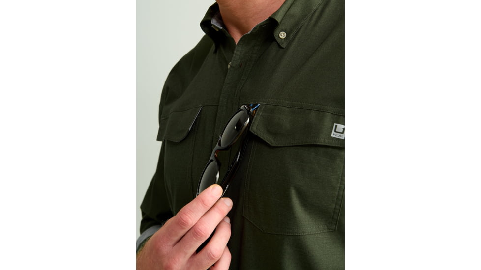 HUK Performance Fishing Hawser Heather Flannel - Mens, Cyprs Lnd Hthr, 2XL, H1500208-378-XXL