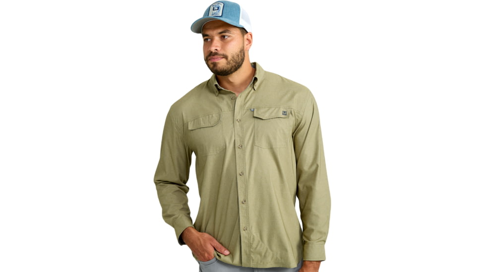 HUK Performance Fishing Hawser Heather Flannel - Mens, Overland Hthr, 2XL, H1500208-368-XXL