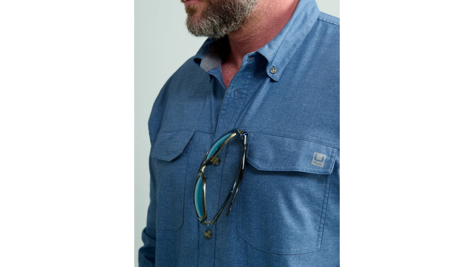 HUK Performance Fishing Hawser Heather Flannel - Mens, Quiet Hrbr Hthr, Medium, H1500208-509-M