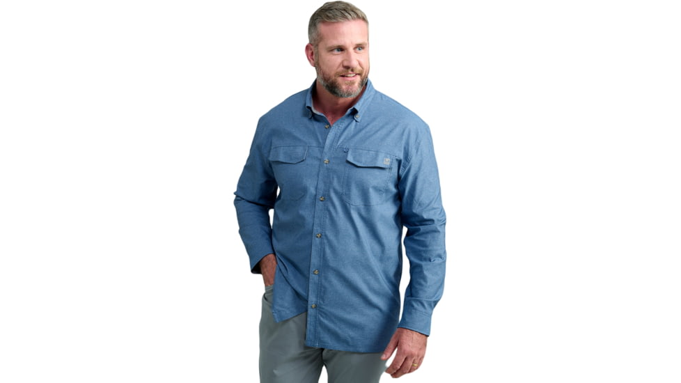 HUK Performance Fishing Hawser Heather Flannel - Mens, Quiet Hrbr Hthr, Medium, H1500208-509-M