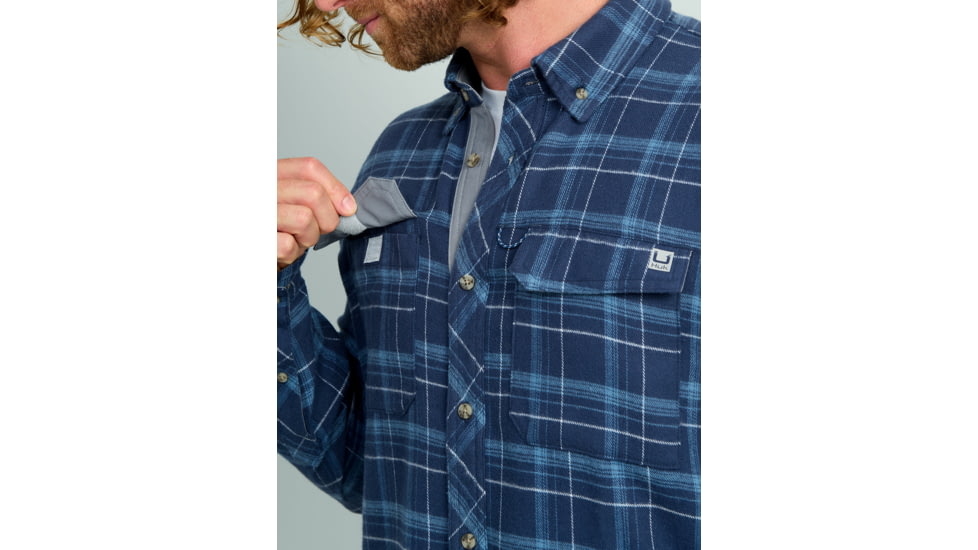 HUK Performance Fishing Hawser Plaid Flannel - Mens, Naval Academy, Medium, H1500209-413-M