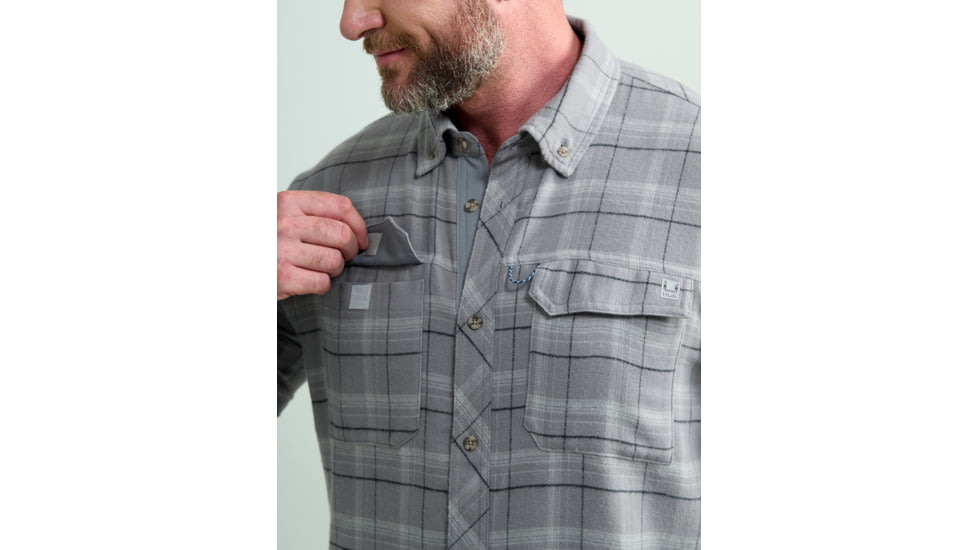 HUK Performance Fishing Hawser Plaid Flannel - Mens, Night Owl, Medium, H1500209-016-M