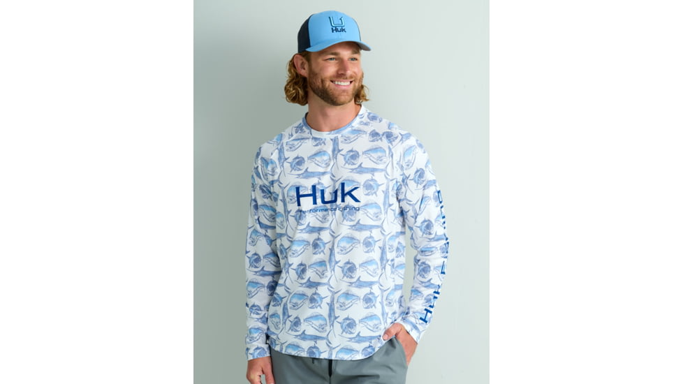 HUK Performance Fishing Hidden Huk Pursuit Crew - Mens, Marolina Blue, 3XL, H1200590-420-XXXL