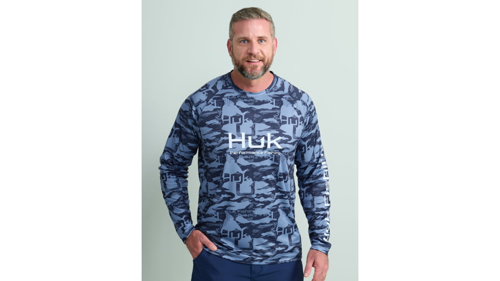 HUK Performance Fishing Hidden Huk Pursuit Crew - Mens, Naval Academy, Extra Large, H1200590-413-XL