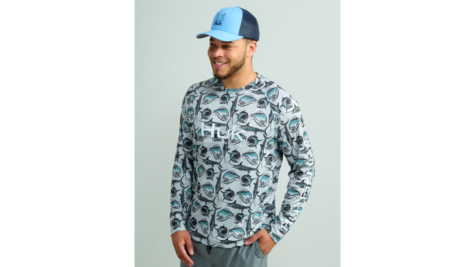 HUK Performance Fishing Hidden Huk Pursuit Crew - Mens, Storm Blue, Small, H1200590-394-S